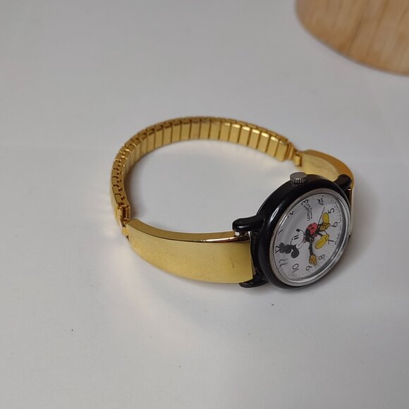 Mickey Mouse Lorus Watch With 6 Inch Gold Tone Stretch Band - Picture 8 of 14